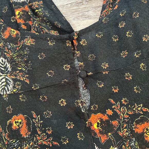 Free People Intimately Black Floral Tie Strap Tank Top Indie Sleaze Festival M - Picture 3 of 8